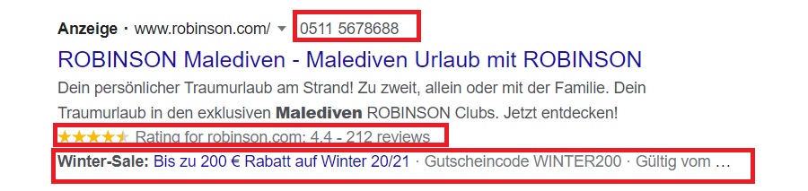 Google Ads Anzeigenerweiterungen