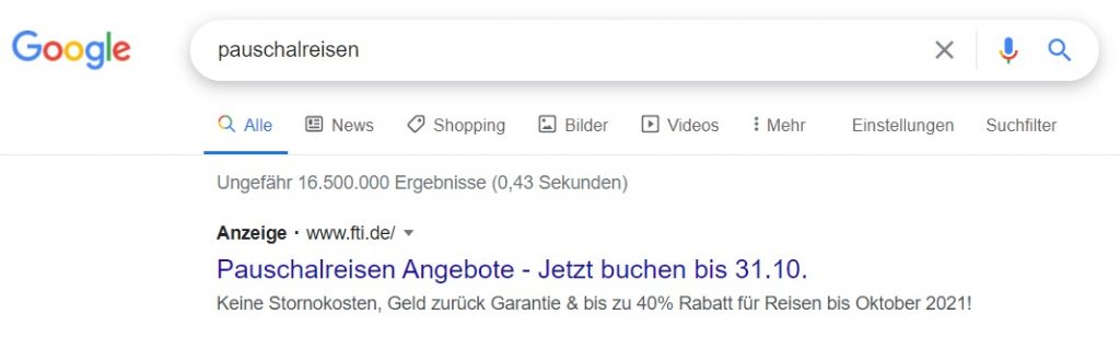 Google Ads Suchanzeige